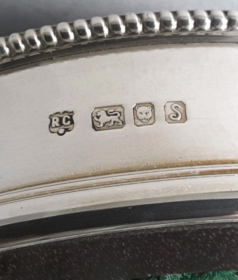 GOOD , PAIR VINTAGE SOLID SILVER COASTERS . 12 . 5 cms. dia. LON. 1973