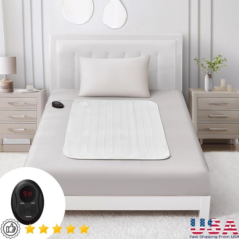 Heated Mattress Pad Mini Twin Size Polyester 9 Heat Settings Machine Washable US