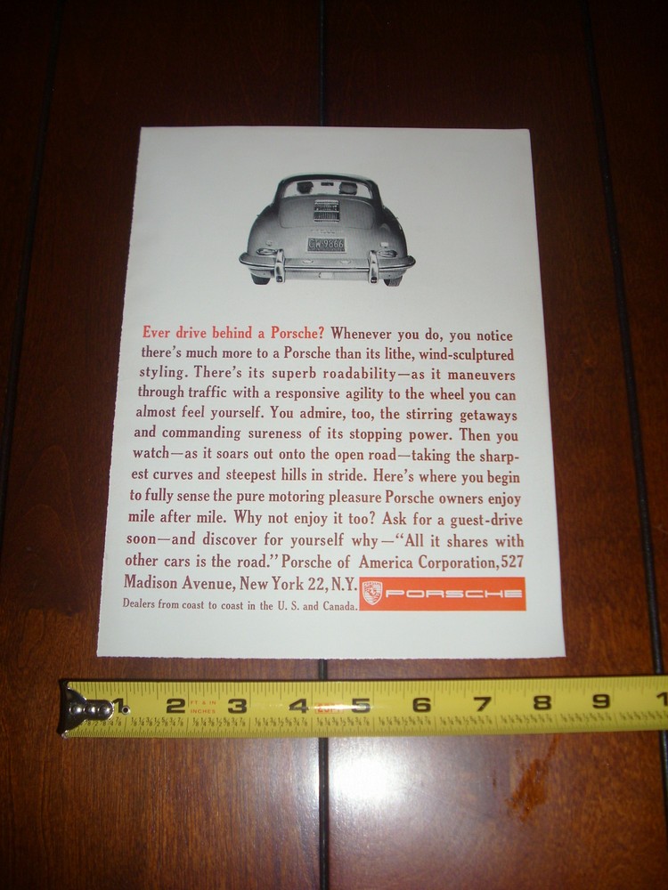 1961 PORSCHE - ORIGINAL VINTAGE AD