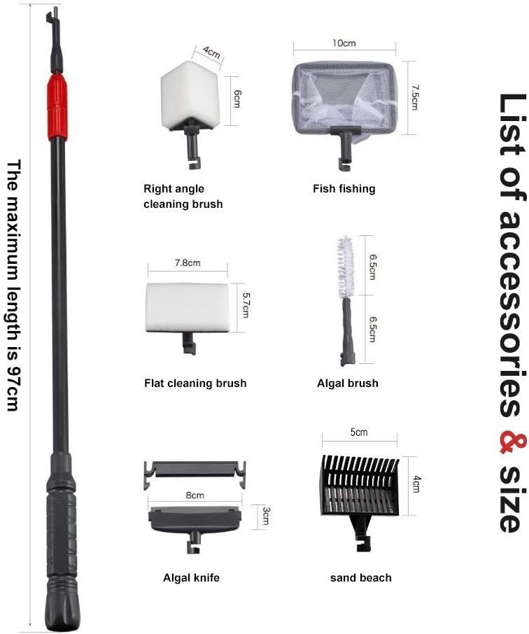 Effortless Aquarium Cleaning Tools with Adjustable Handle and Non-Mess Design