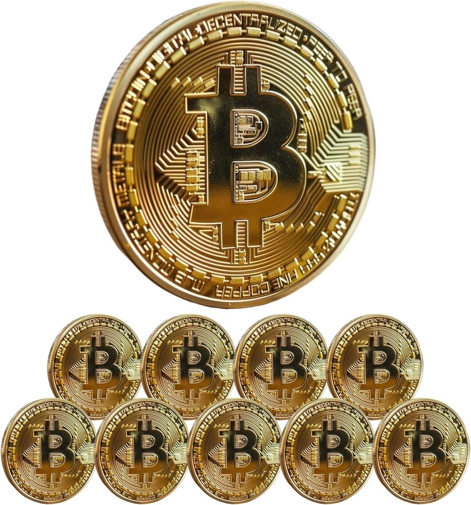 Bitcoin Coin - Commemorative BTC Coins Plus Clear Protective Case, Physical B...