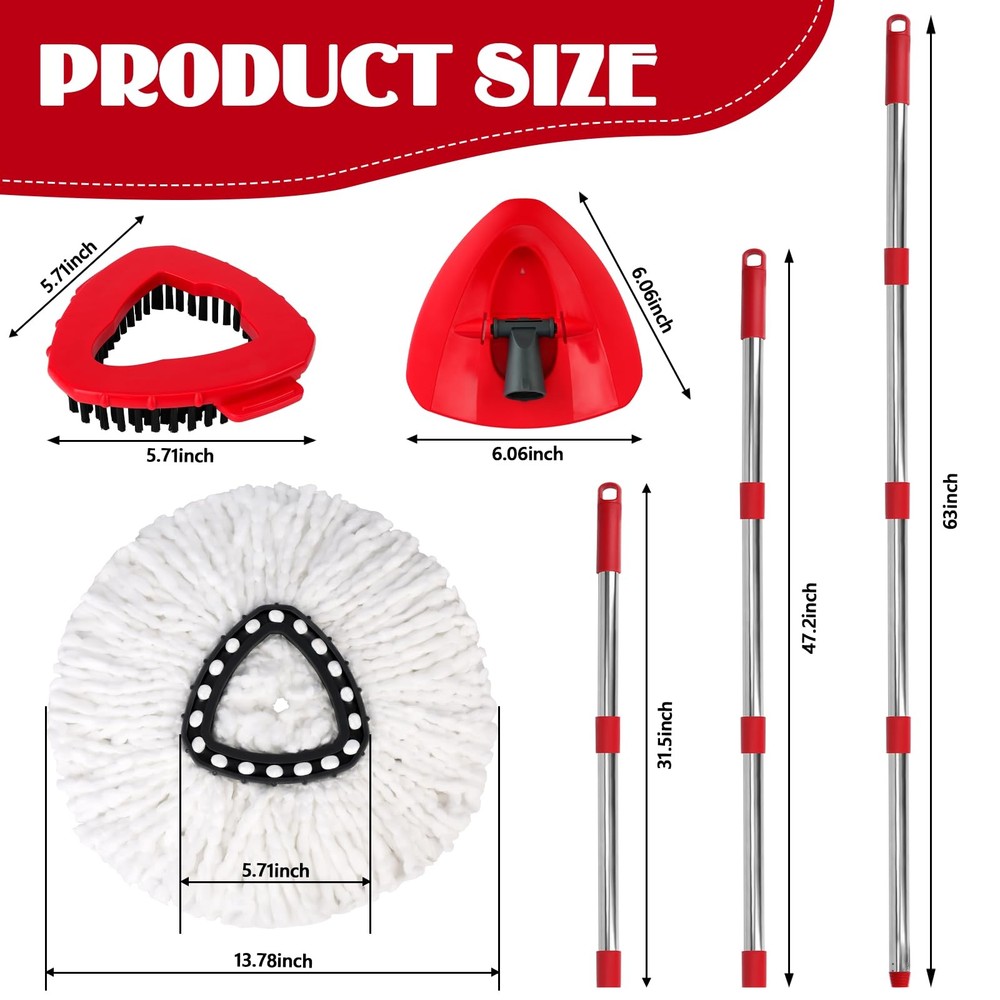 Spin Mop Set for O-Ceda EasyWring 1-Tank System, 16 Microfiber Spin Mops Refi...