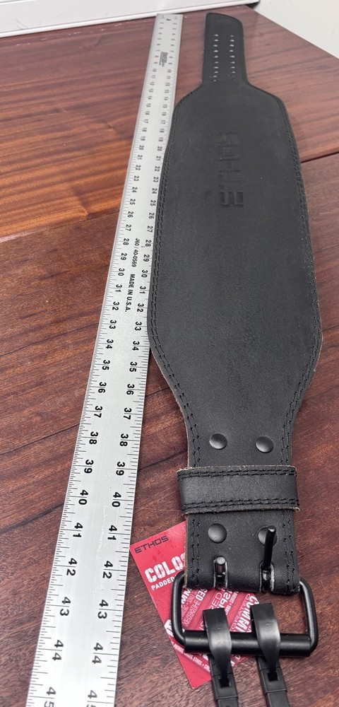 ETHOS Colossix Padded Leather Lifting Belt SIZE Large 33”-37”Black NWT
