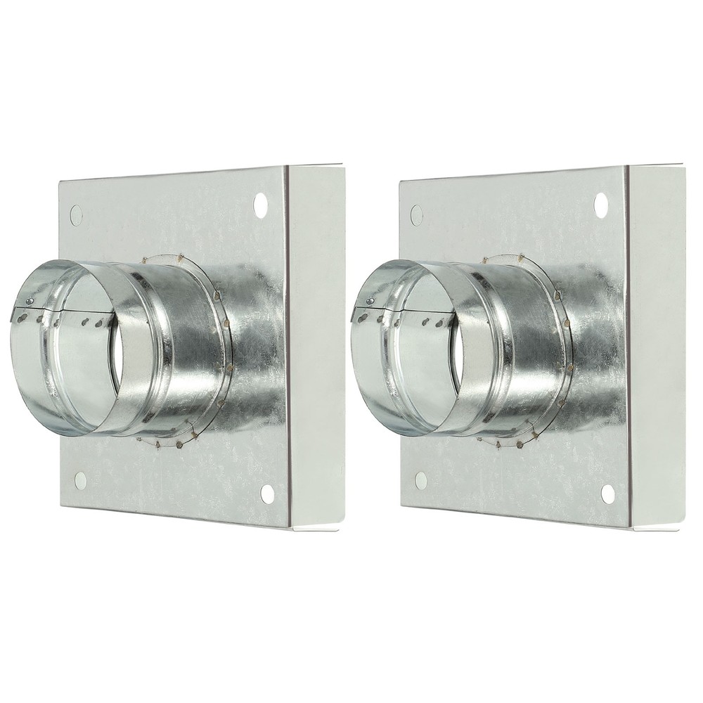 2 Pcs 3" Square Galvanized Duct Connector Flange, Silver Tone