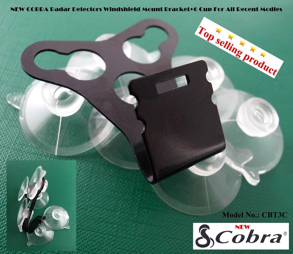 Nice Windshield Mount Bracket + 6 Suction Cup Good For the Cobra Radar Detectors