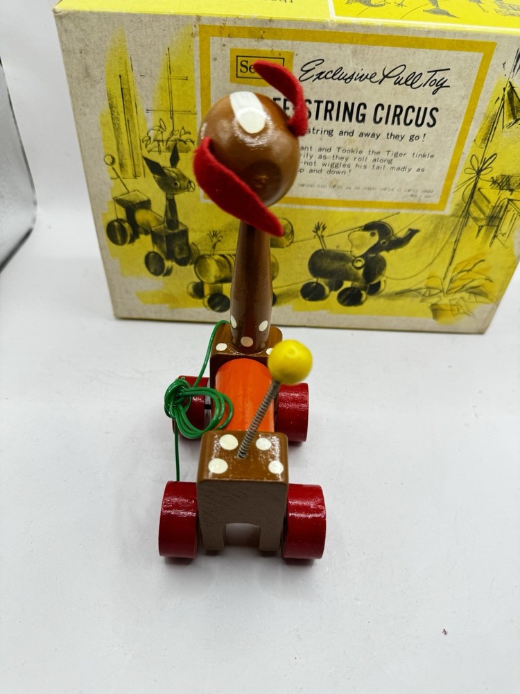 Vintage Sears Exclusive Pull Toy Three-String Circus 1950s – Complete with Box