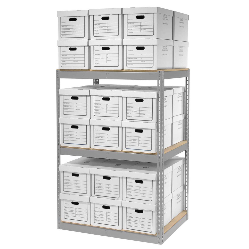 Record Storage Rack With 36 Boxes 42"W x 30"D x 60"H Gray