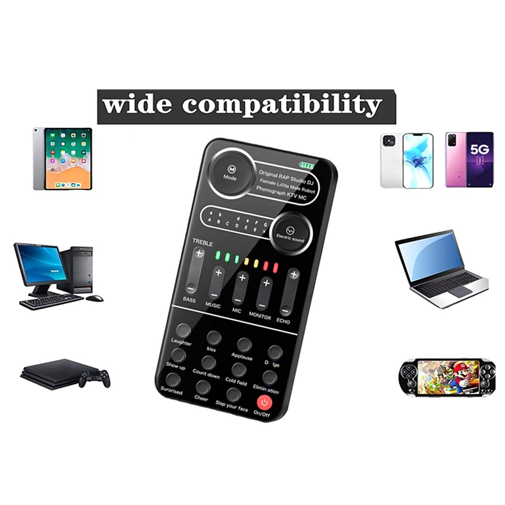 For Microphone Sound Card Portable Mixer with Evading Function 13 Sound Modes