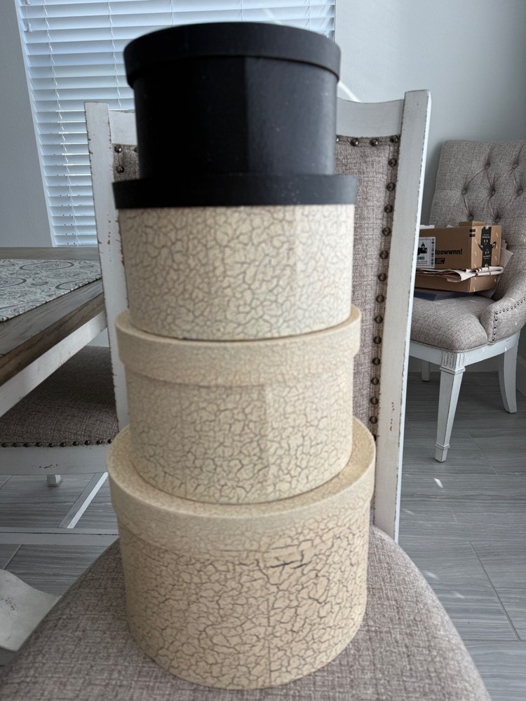 Primitive Snowman Round Stacking/Nesting Boxes - 4 Boxes