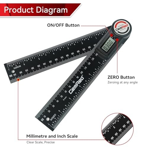 Digital Protractor Digital Angle Finder Ruler Black