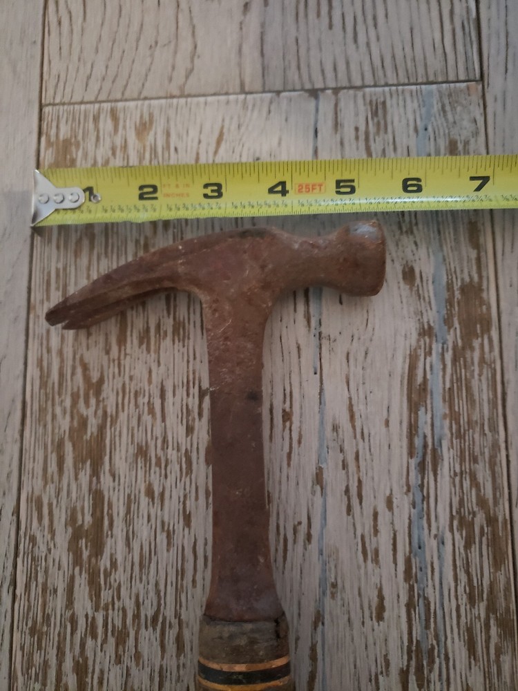 ANTIQUE Stacked Leather Handle Hammer VTG