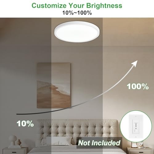 6-Pack 12" LED Flush Mount Ceiling Lights - Dimmable 5000K Low Profile Fixtures