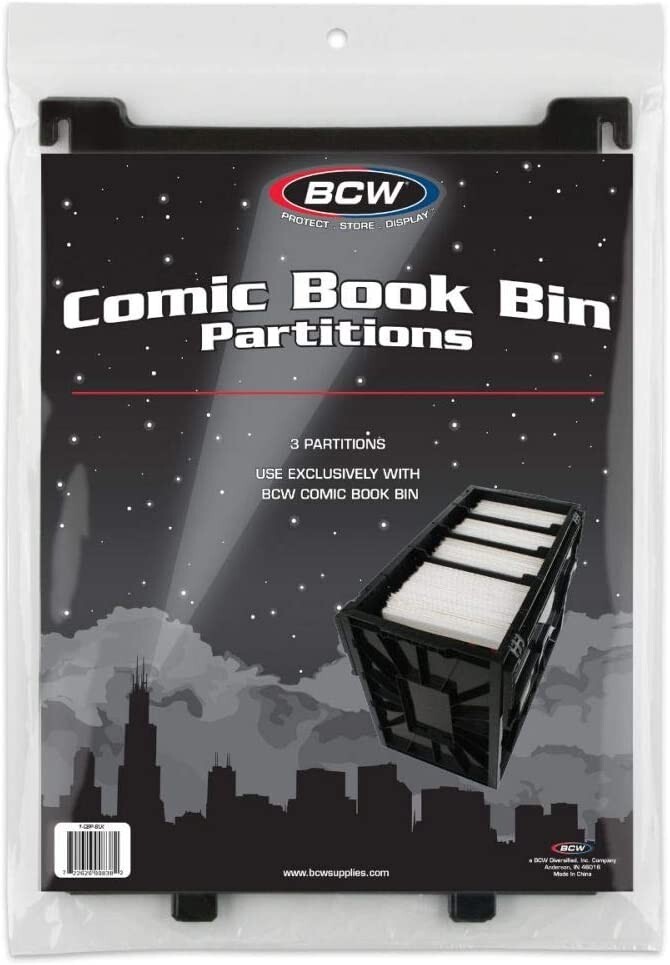 BCW MultiColor 4 Pack Short Comic Book Bin Partitions Combo Black Blue Green Red