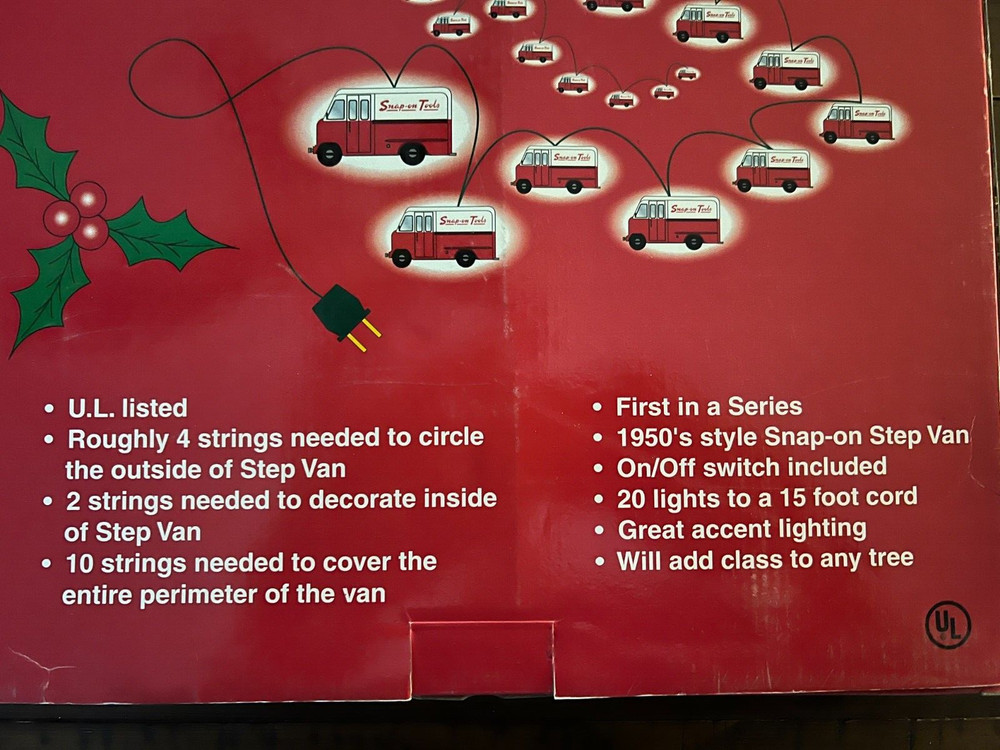 NOS Snap-On Tools Step Van Truck Holiday Lights Light String 2002