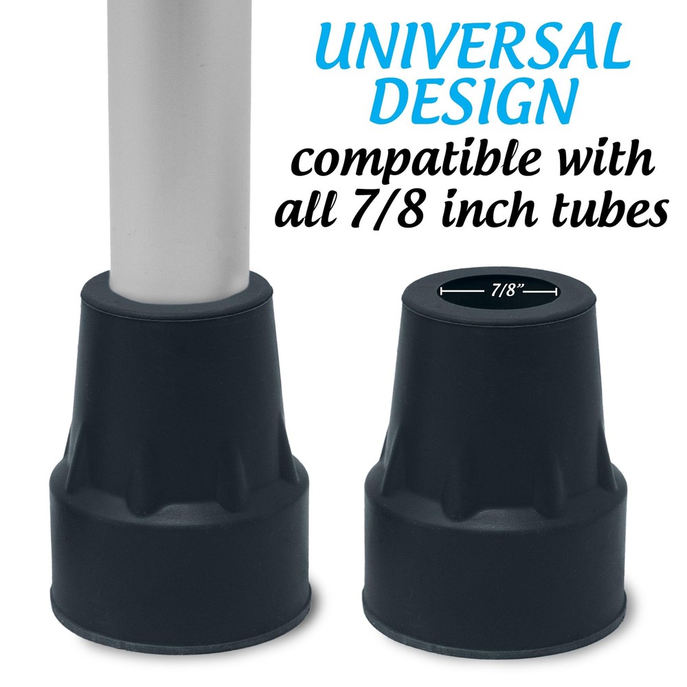 Universal Crutch Tips Steel Reinforced Rubber Grip Easy Install Durable Support