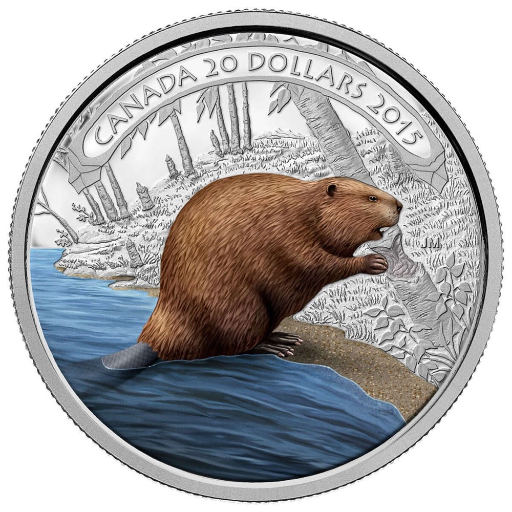 2015 Canada $20 Beaver at Work - Pure Silver Coin