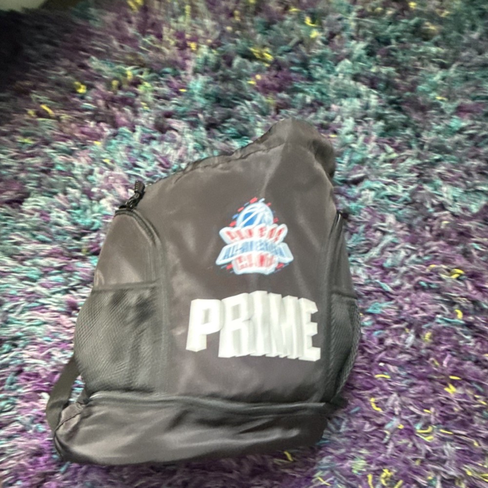 PRIME Black Drawstring Gym Bag Polyester Mesh Pockets 2 Gym & Training