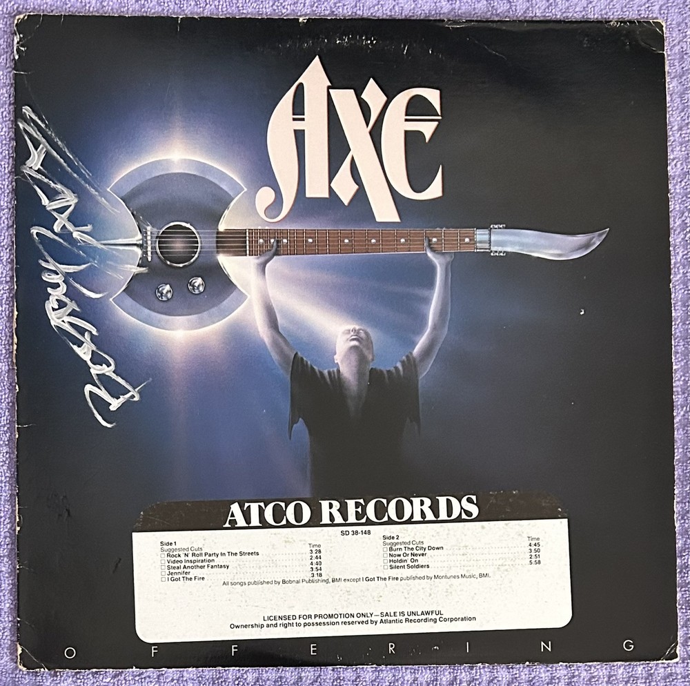 Axe "Offering" Vinyl - Promo - Autographed - Bobby Barth