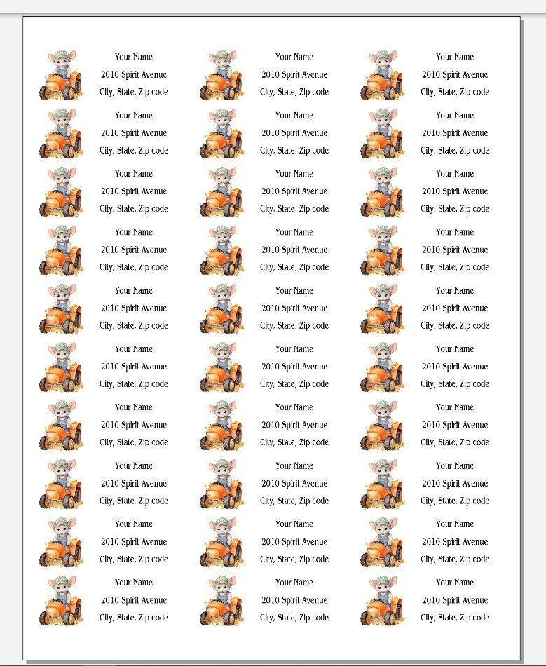 150 Farmer Mouse on Tractor Mailing Return Address Labels Personalized