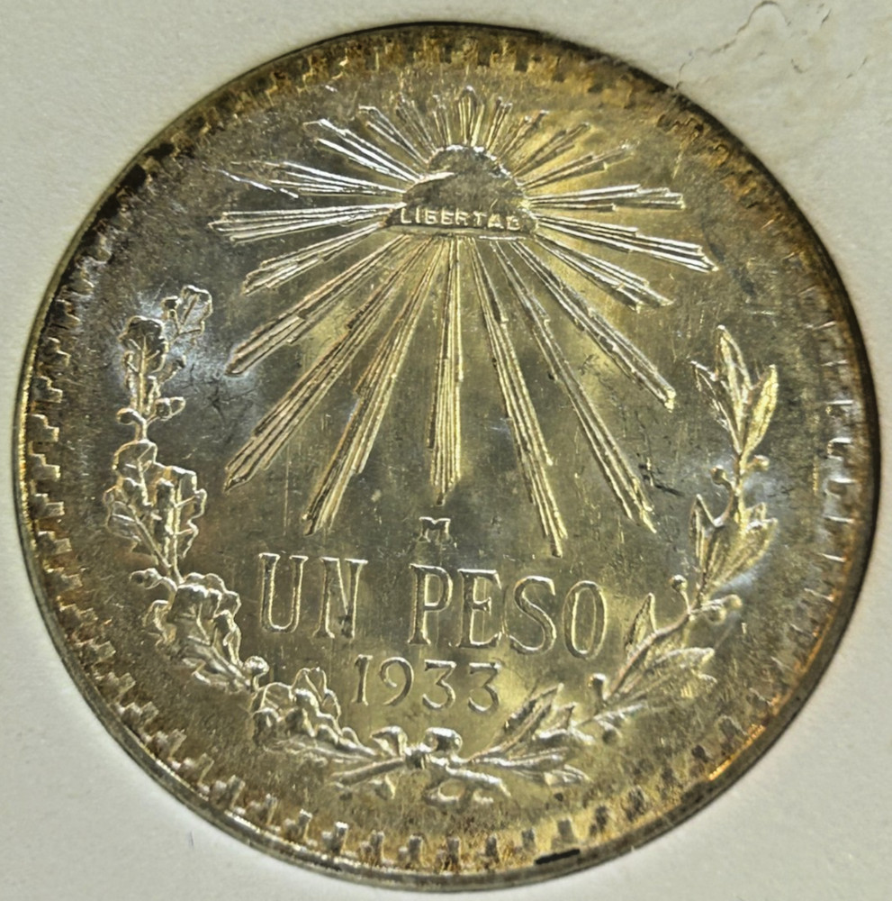 1933 Beautiful Mexico Mint Silver Peso - Nice Luster