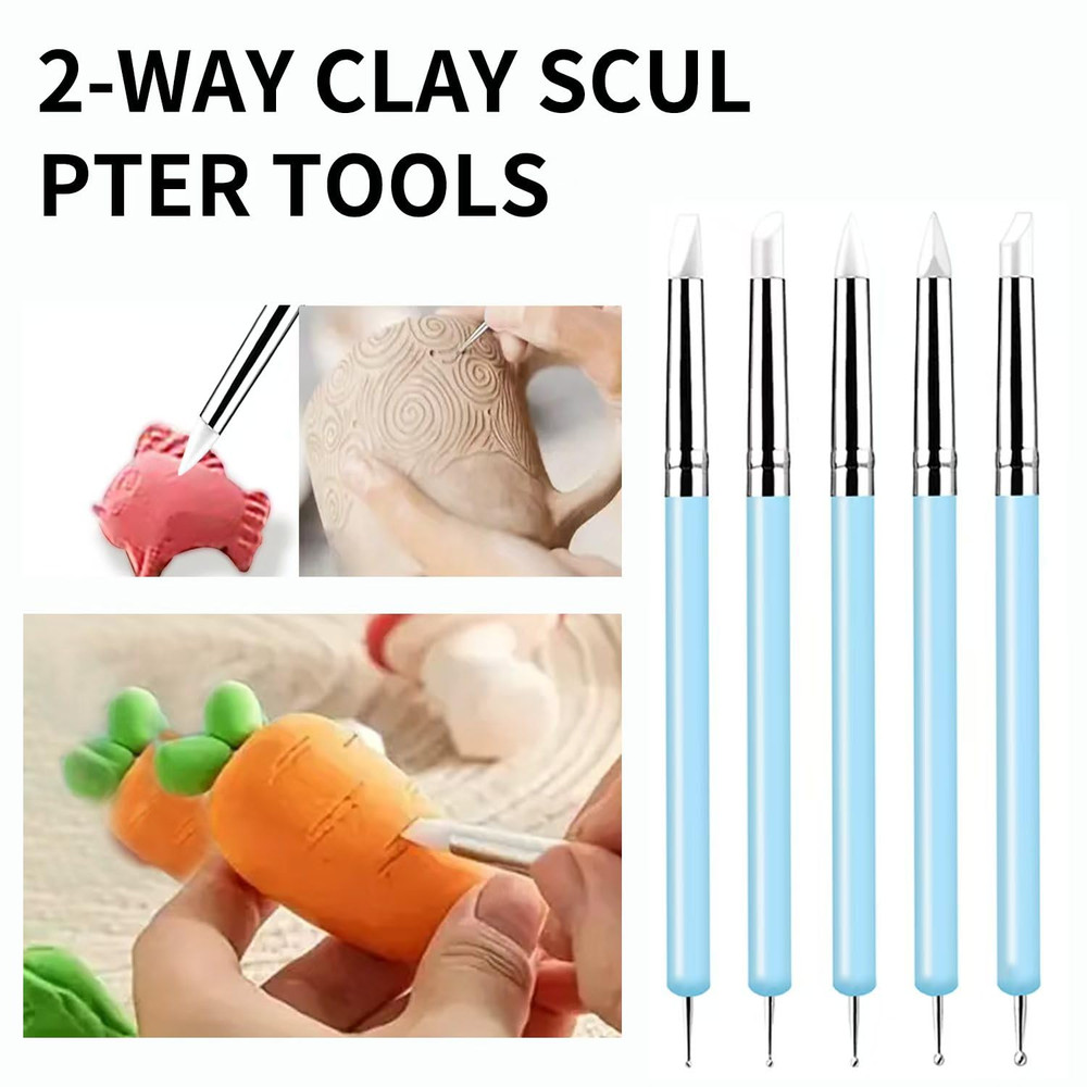 10 Pcs Silicone Clay Sculpting Tools Set, Double-Ended Dotting Tools & Silicone