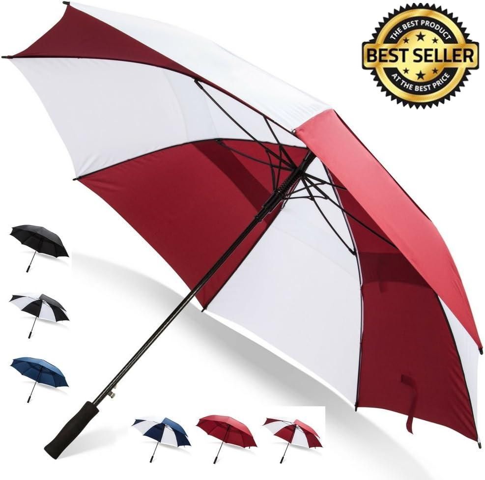 68" Automatic Open Golf Umbrella XL Vented Waterproof Windproof Double Canopy