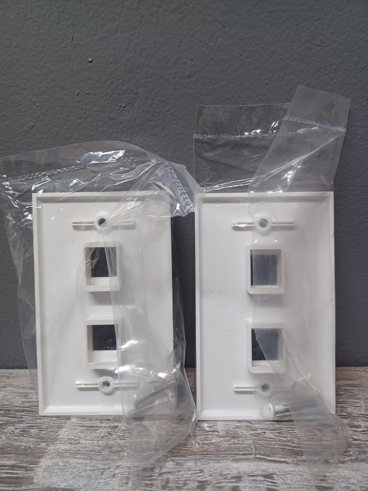 2 Pack Keystone Wall Plate RJ45 Network Keystone Jack Face Plate White Wallplate