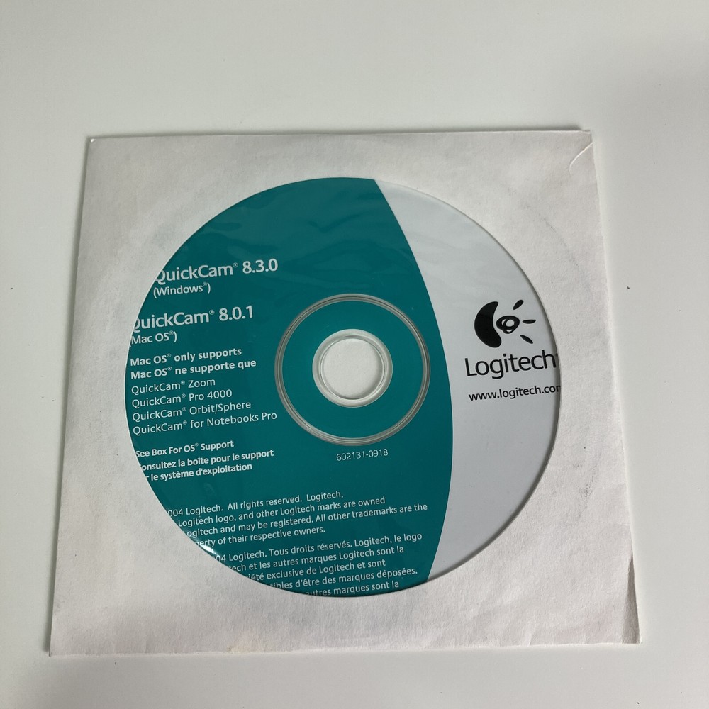 Logitech QuickCam Software CD 8.3.0 Windows, QuickCam 8.0.1 Mac 2004 Disc