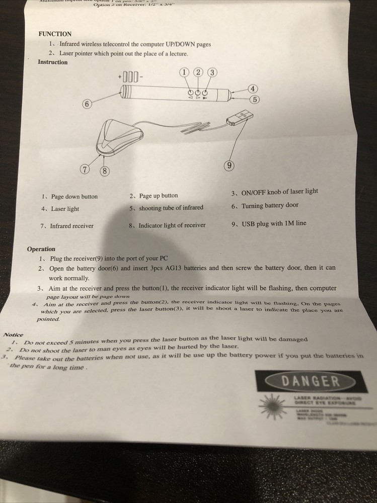 Power Point Presentation Remote Control Wireless PPT Presenter Laser Pointer