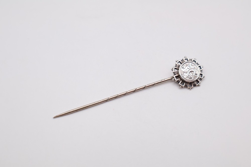 Antique Victorian Sterling Silver Mounted Stick Pin