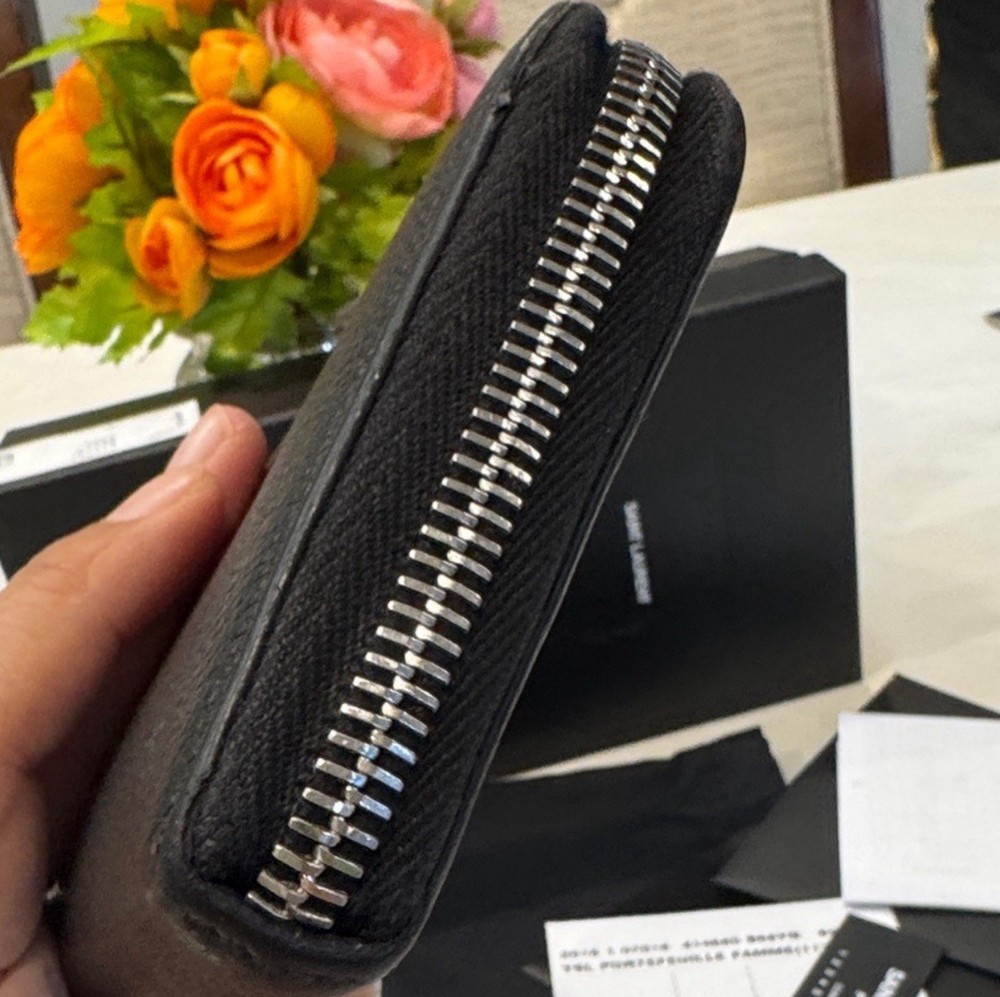 Authentic Saint Laurent Black Zip-Around Wallet