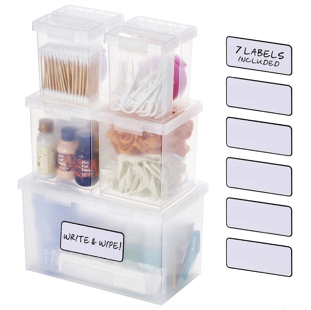 Bostitch Konnect Nest Clear Boxes, Stacking/Nesting, 7-Piece Bundle, 1 Large