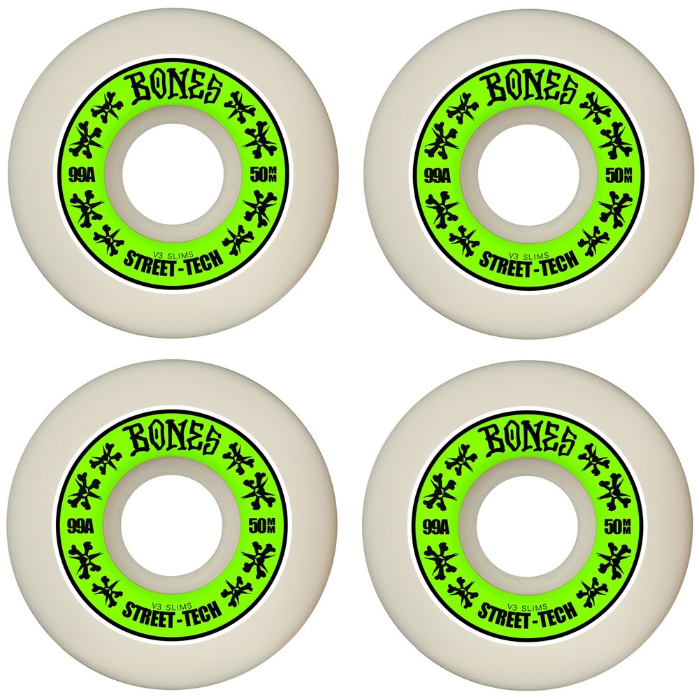 Bones Skateboard Wheels 50mm STF V3 Slims 99A White
