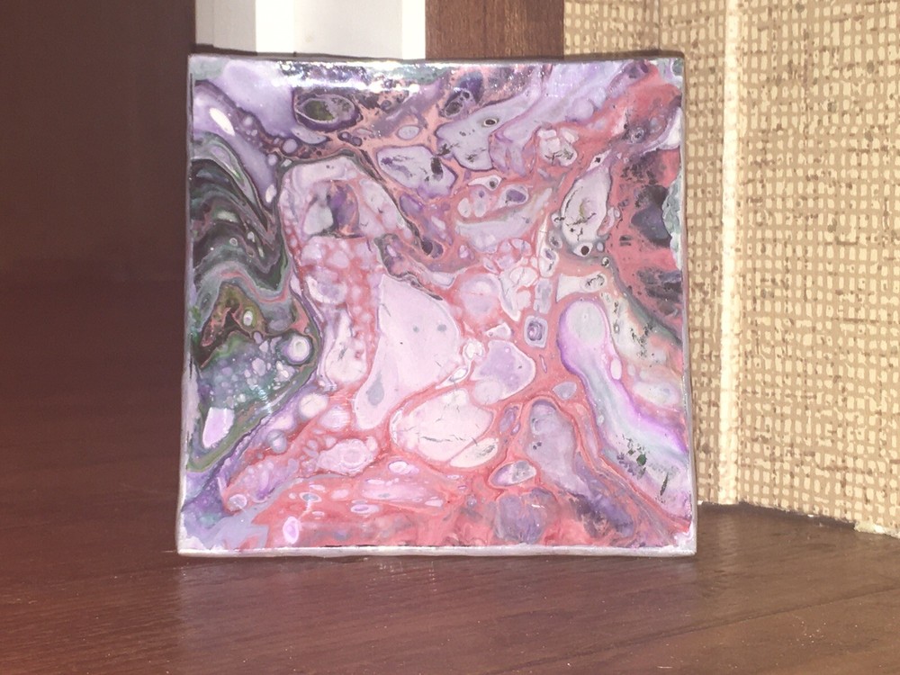 4 X 4 Glass Pour Painted Dish