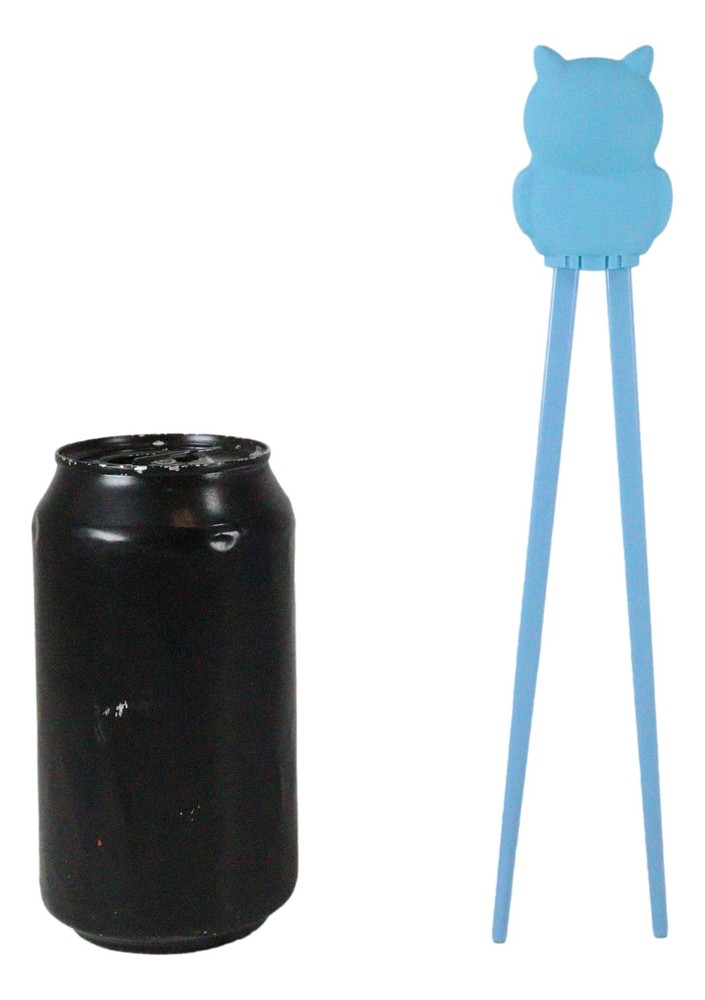 Sky Blue Night Owl Reusable Training Chopsticks Set With Silicone Helper Hinge