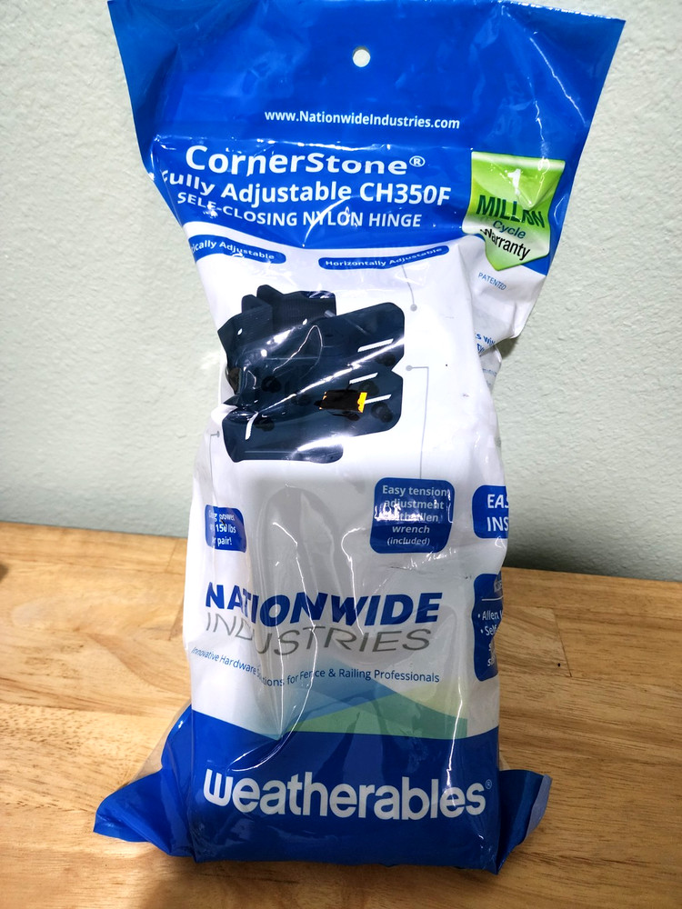 2 Pk Black Heavy Duty Nylon Self-Closing Multi-Adjustable Gate Hinges