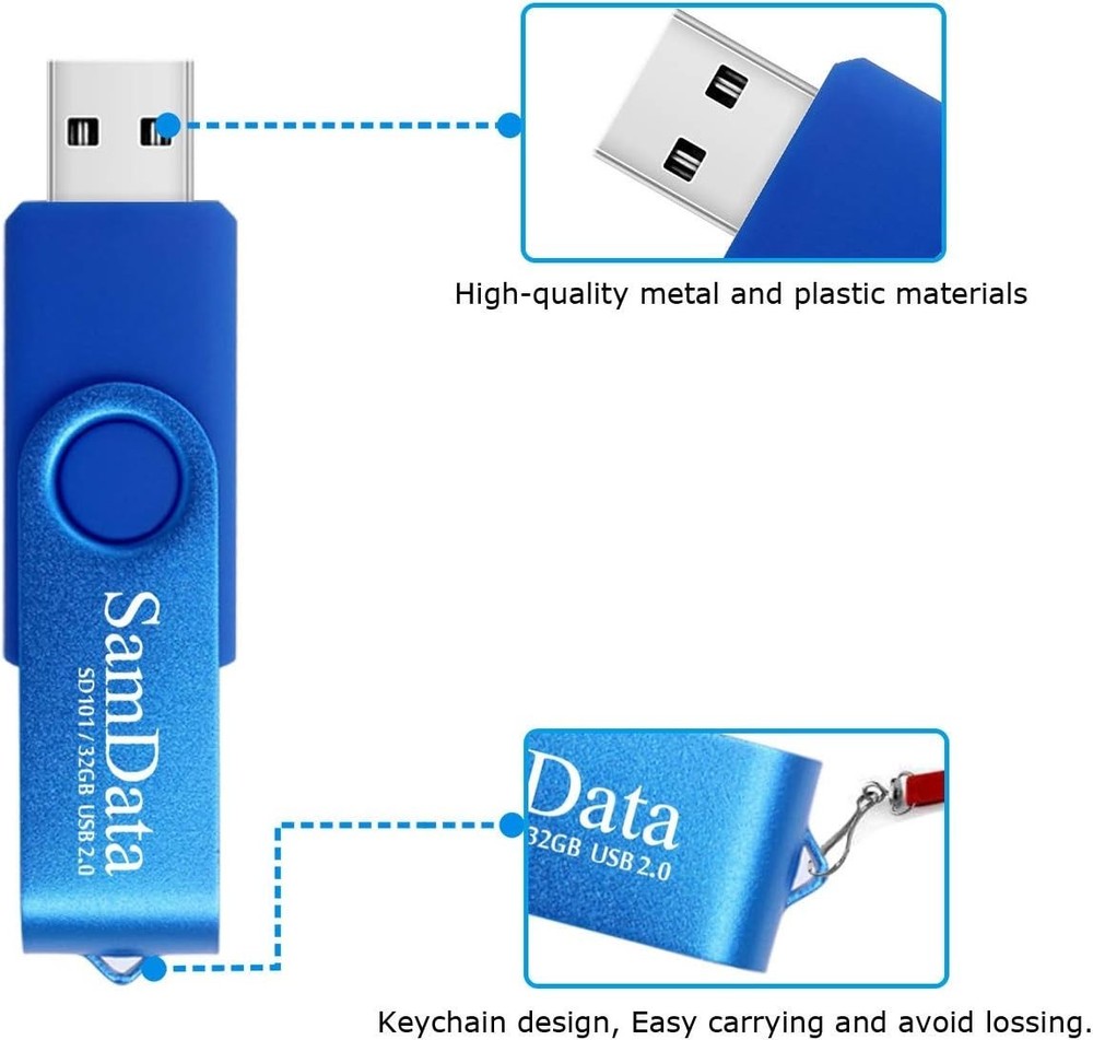 32GB USB Flash Drive 2-Pack with LED Indicator - Black & Blue Memory Sticks