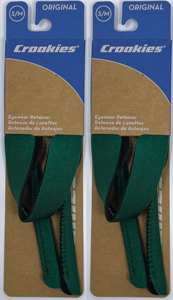 Croakies Original Solid Eyewear Retainer, S/M 6-10mm - Hunter Green (2-Pack)