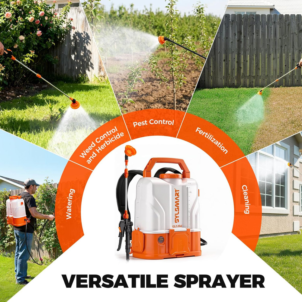 Battery Powered Backpack Sprayer 3.2 Gallon, 100 PSI Electric Backpack Sprayer,
