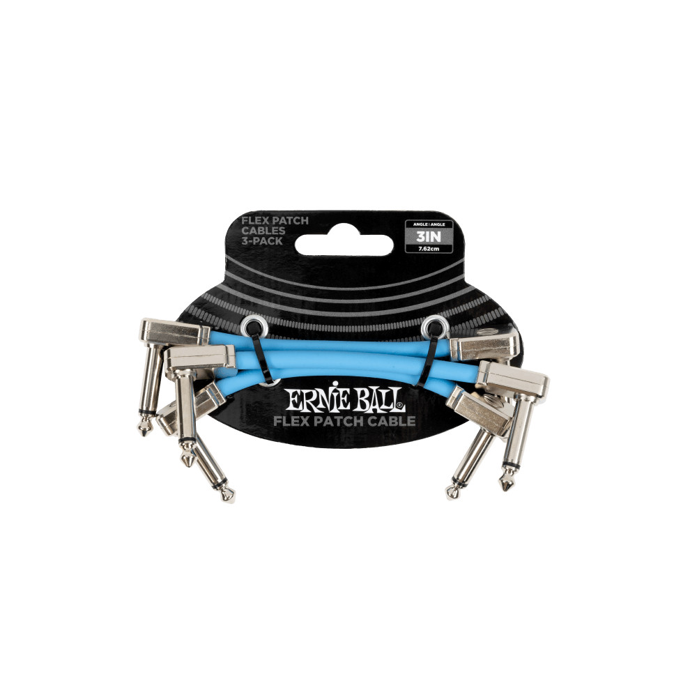 Ernie Ball Flex Patch Cable 3in - Blue - 3 Pack