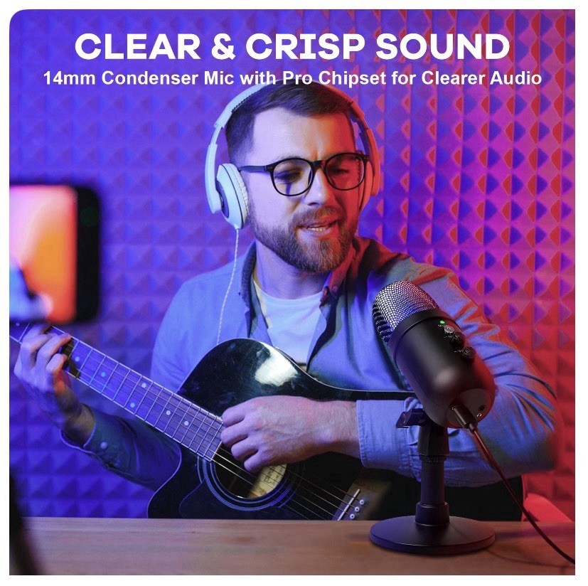 USB RGB Condenser Microphone Gaming Mic for PC PS4 PS5 Streaming