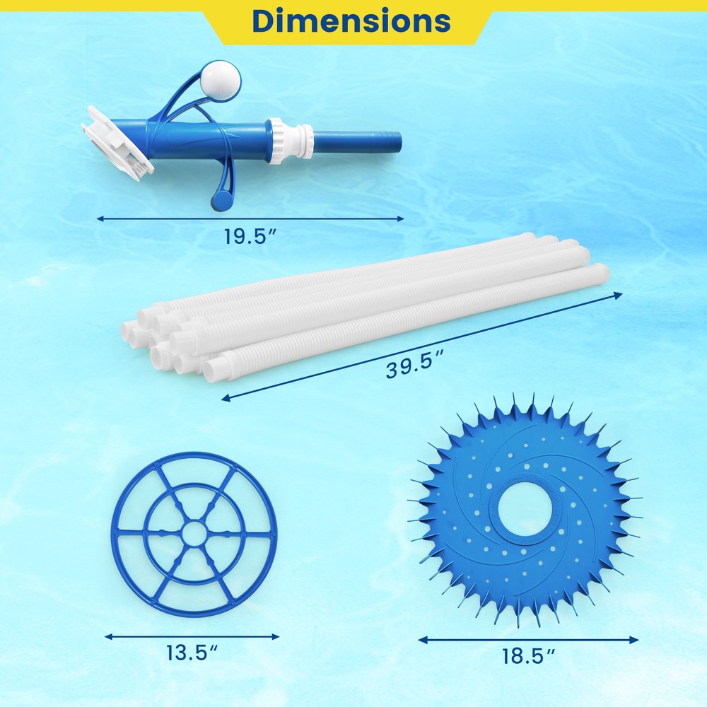 Upgraded Automatic Pool Cleaner Suction-side Pool Vacuum Sweeper w/ 36-Fin Disc