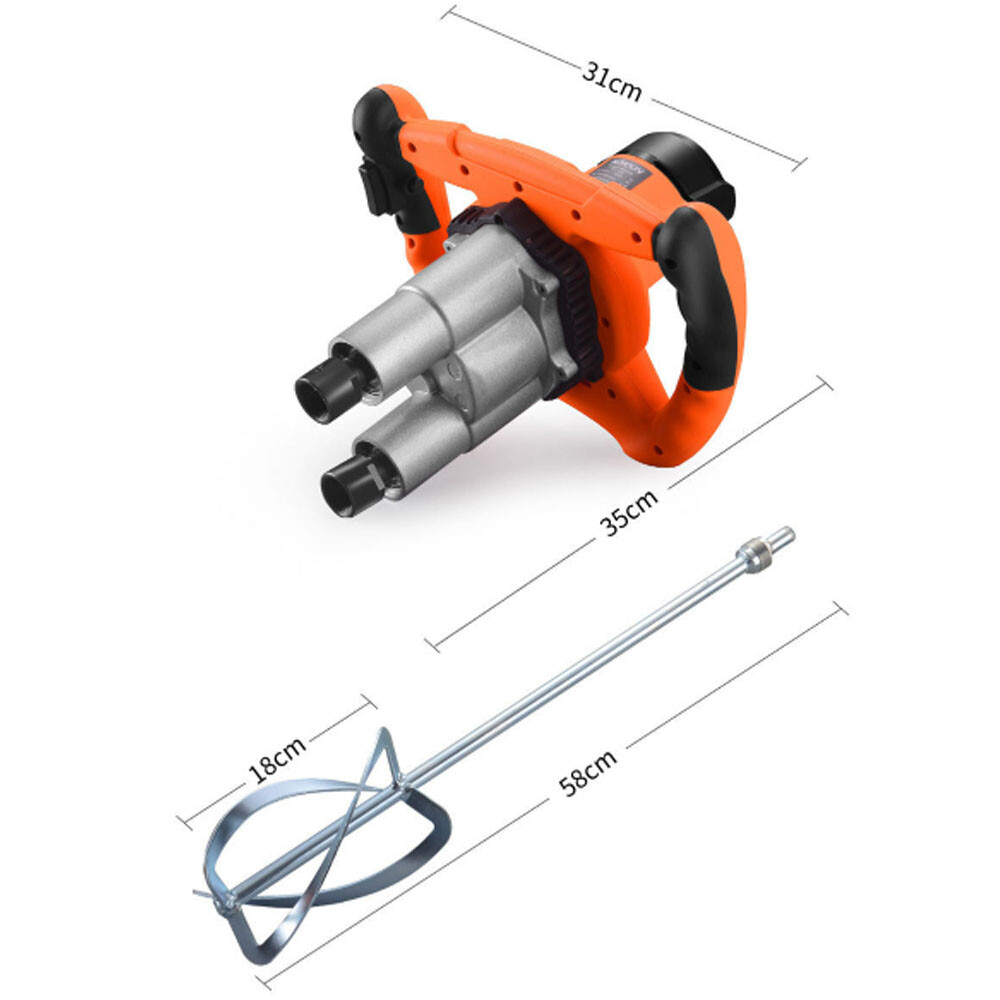 Handheld Double Pole Mixer Paint Cement Mixing Power Tools Plastering Machine