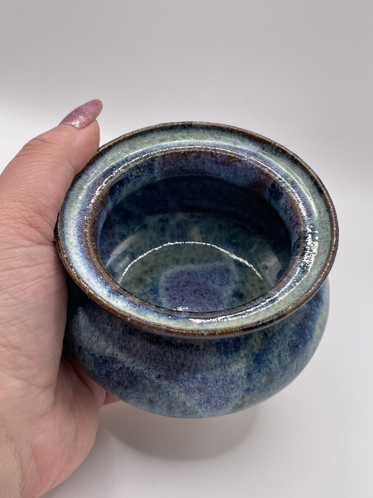 Vintage Studio Ceramic Pottery Bowl Dish Blue Pot Decor Handmade Signed