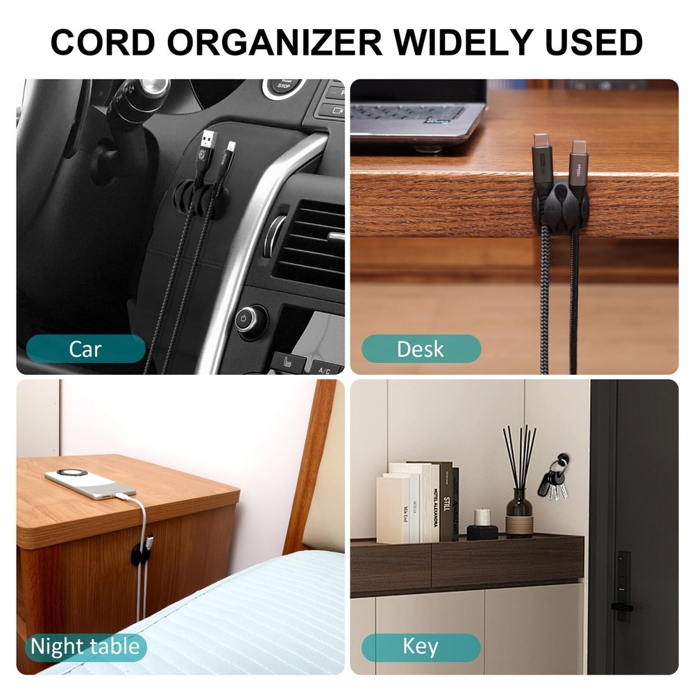 16Pack Black Desk Cable Management,Adjustable Cord Organizer Cable Clips,Cabl...