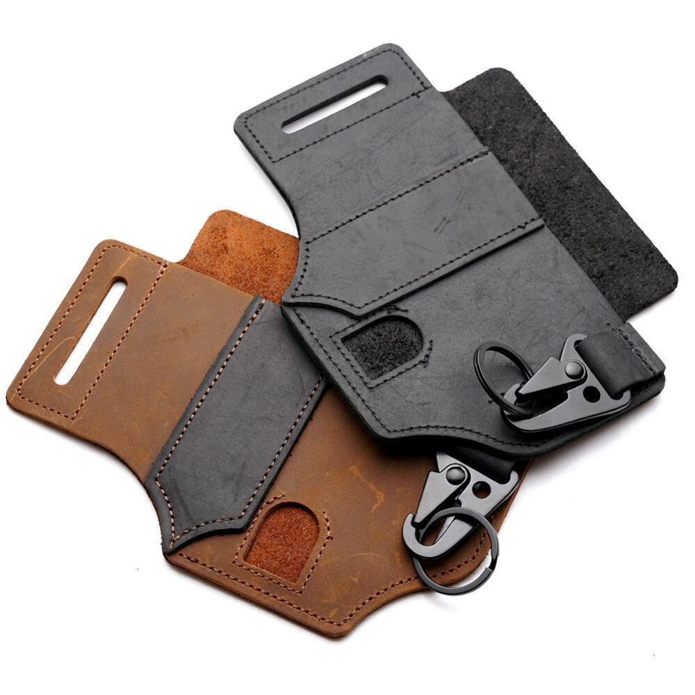 EDC Leather Sheath For Knife Belt Flashlight Holster Multitools Organizer NEW##