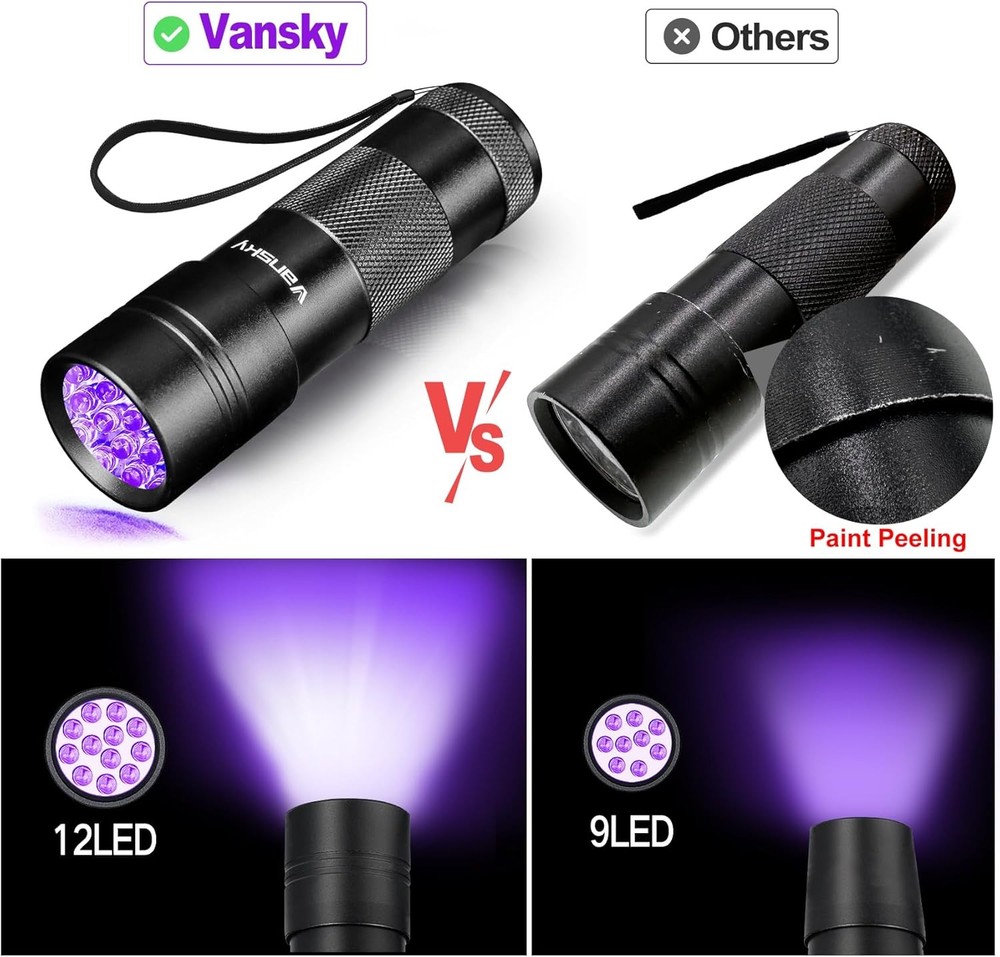 Compact UV Blacklight Torch for Detecting Invisible Pet Stains