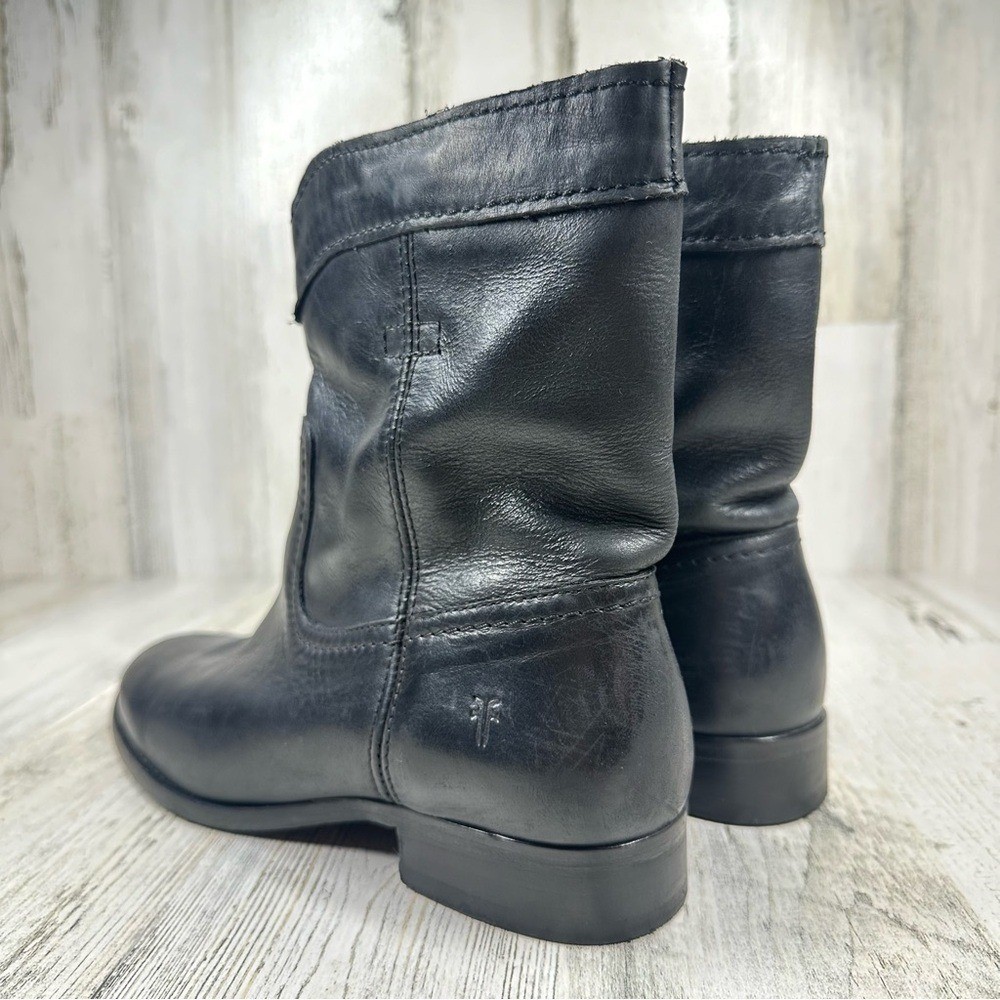 Frye Womens 5.5 Cara Roper Short Boot Black Leather Shoes