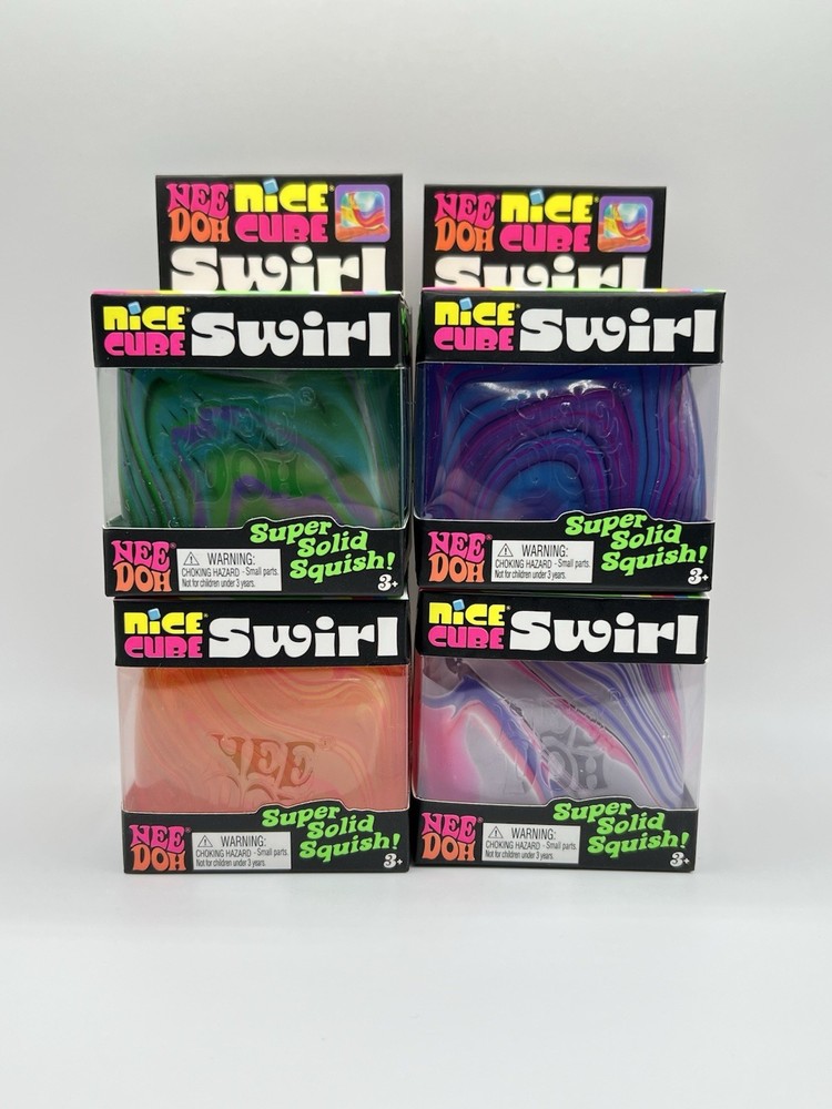 Schylling NeeDoh Nice Cube SWIRL - Super Solid Squish! - RANDOM COLOR!