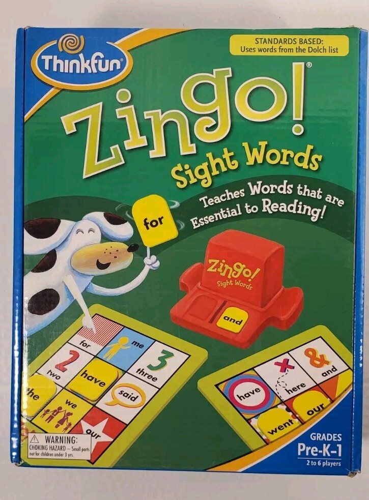 ZINGO! Sight Words Educational Game Grades Pre-K-1 ThinkFun Preowned